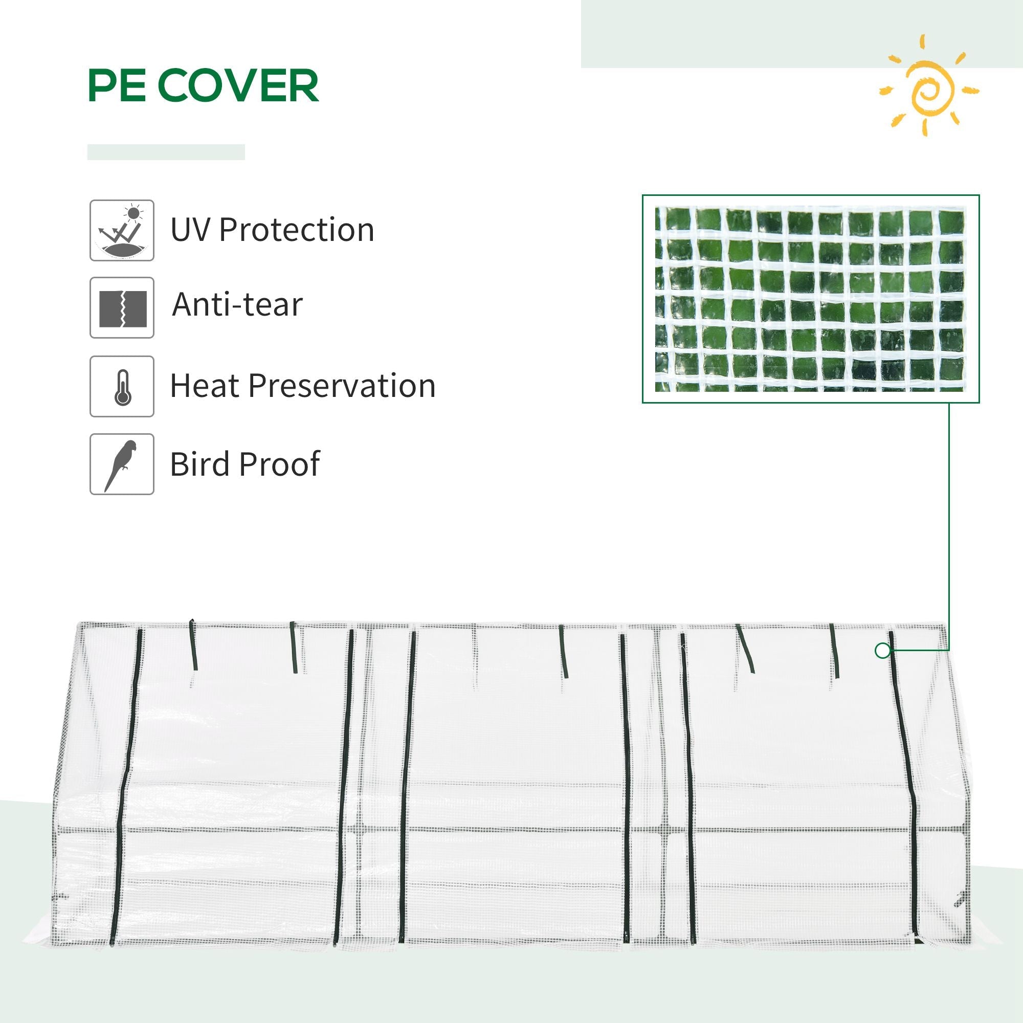 Outsunny Portable Mini Greenhouse 9'x3'x3', Tunnel Design with Large Zipper Doors, PE Cover for Extended Season Growing - White 