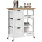 Kitchen Cart on Wheels, Rolling Kitchen Island Cart with Wood Top, 3 Drawers and Shelves for Home Dining Area