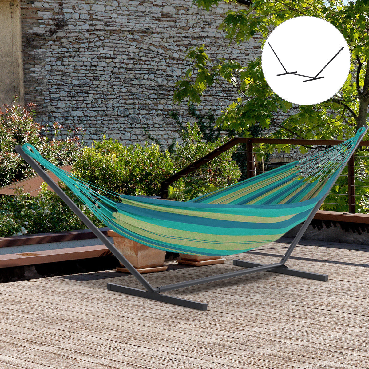 Outsunny Easy Setup Hammock Stand, Straight Pole for Garden Camping and Picnic Enjoyment 