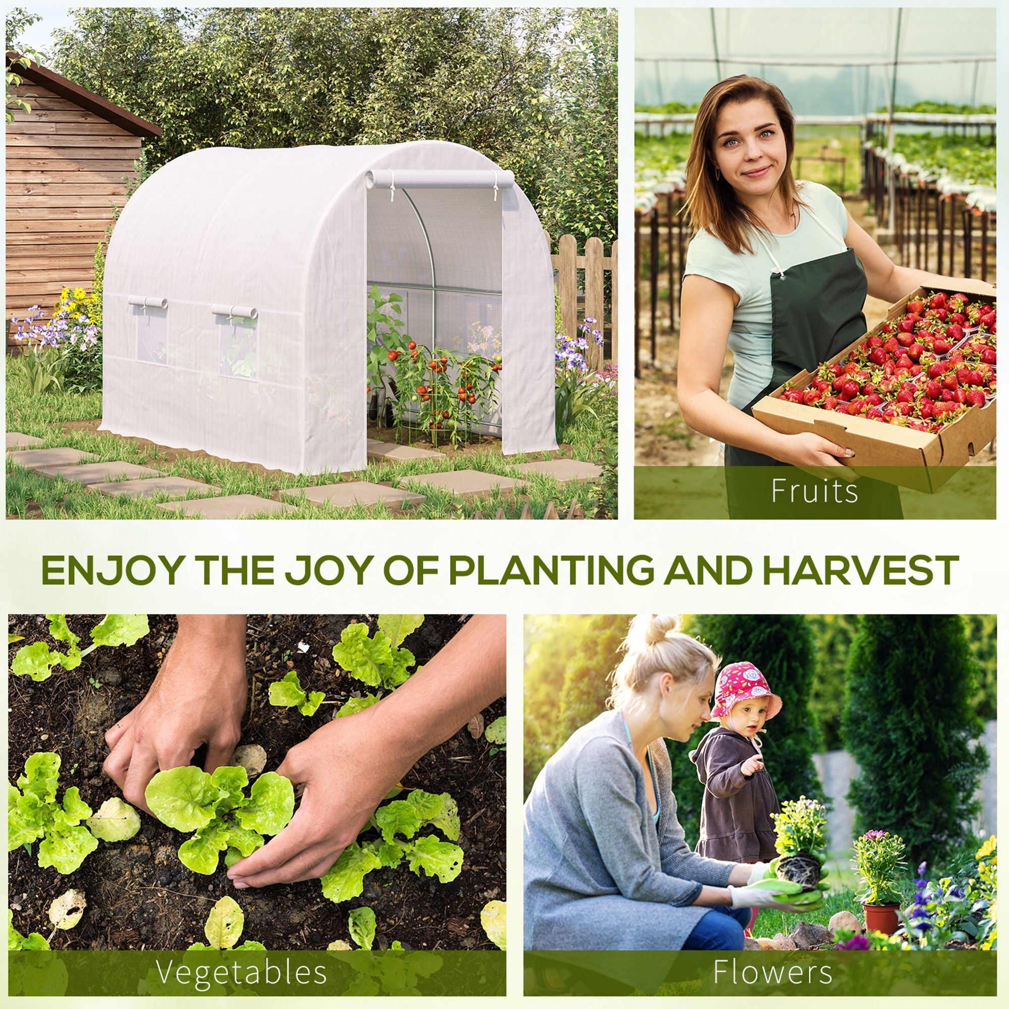 Outsunny Portable Walk-in Grow Tent: 8.2x6.6x6.6ft with Door and Ventilation Window for Garden Plant Growing, White 