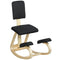Ergonomic Kneeling Chair, Rocking Wood Kneel Stool with Backrest for Improve Posture, Back Pain, Black
