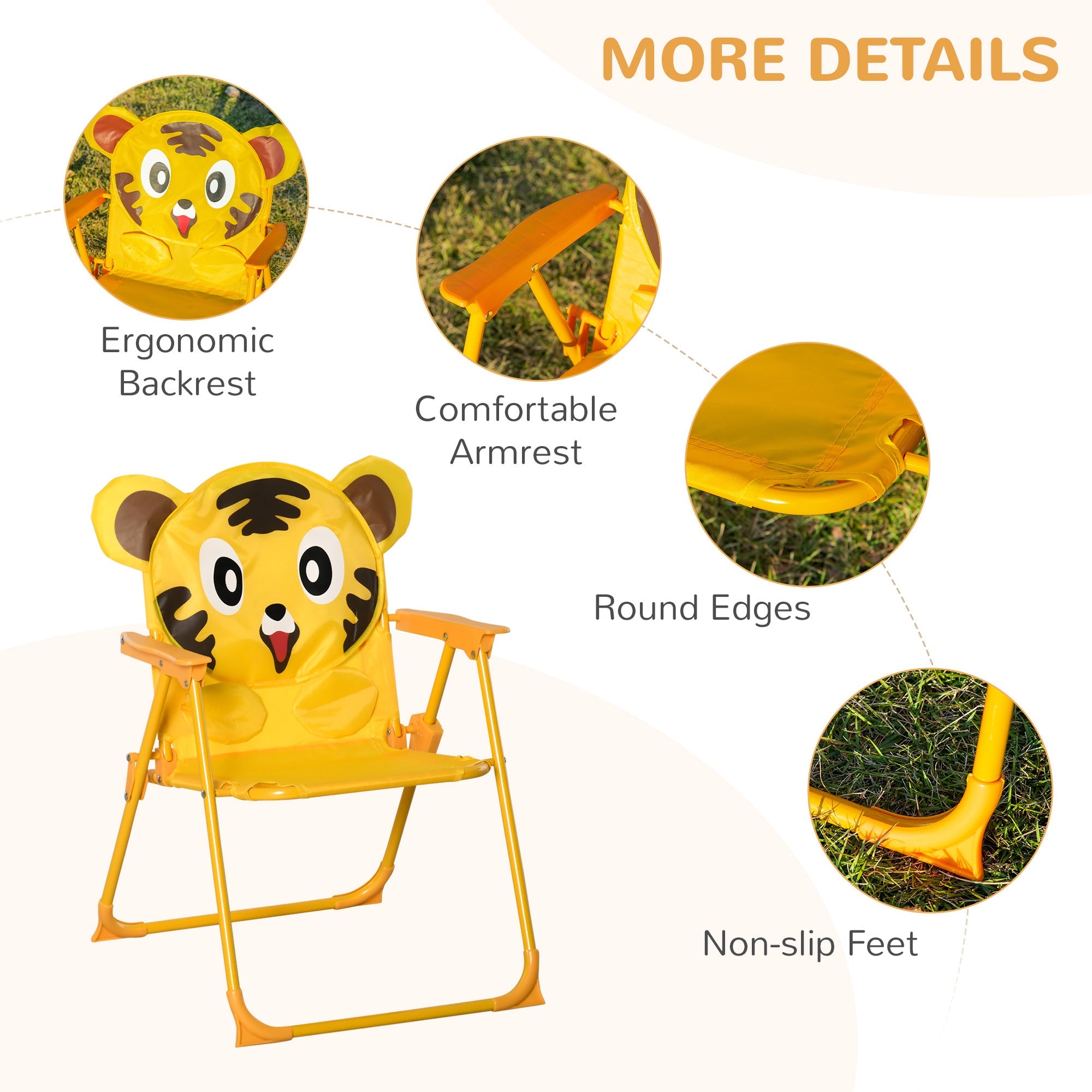 Outsunny Kids Picnic Table Chair Set Outdoor Folding for Patio Backyard Fun Aged 3-6 Years 