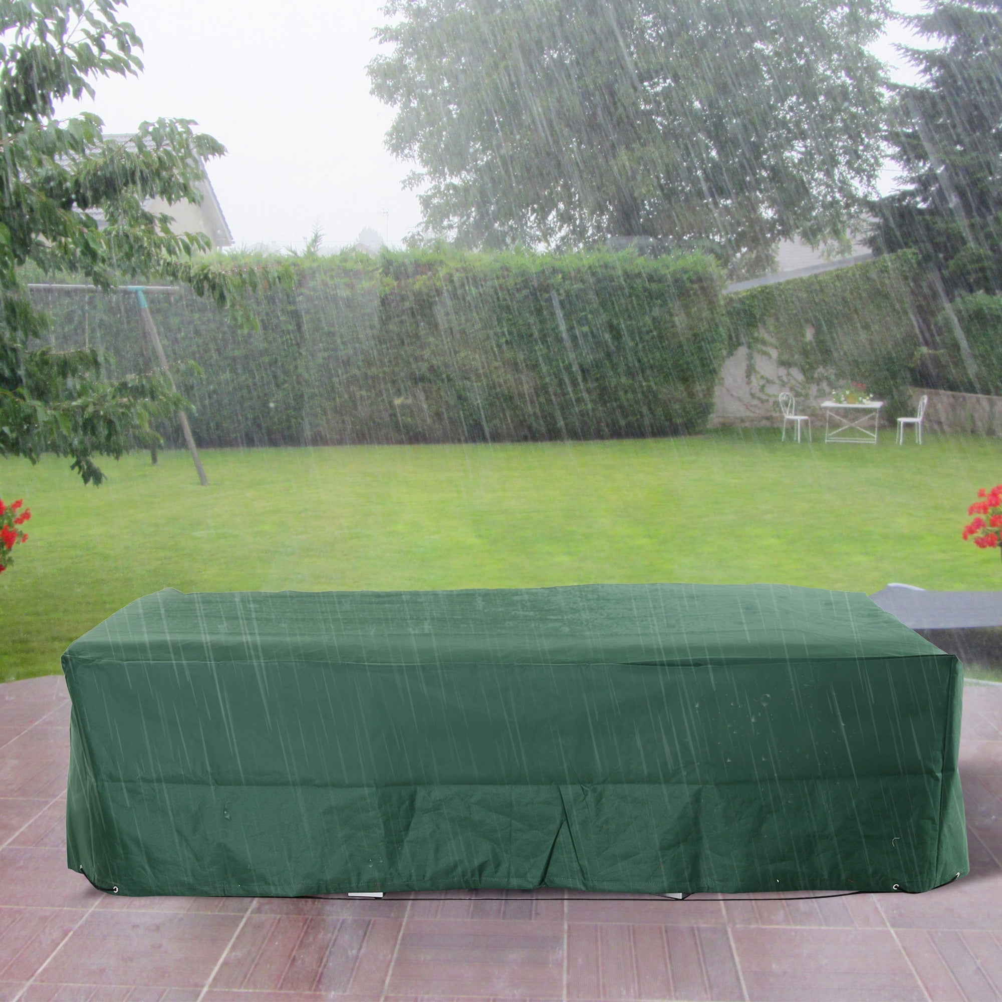 Outsunny Patio Furniture Cover Waterproof Outdoor Rattan Wicker UV Rain Protector Dark Green for 5-7 Pieces 