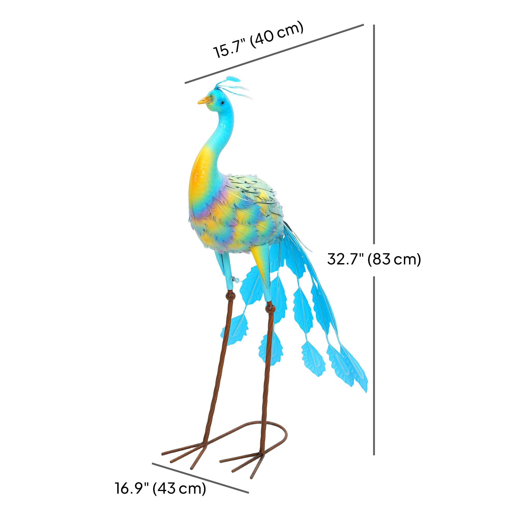 Outsunny Peacock Garden Statue, 32.7" Standing Lawn Ornament, Steel Garden Decor Bird Statue with Stakes for Lawn Patio Backyard Decoration, Mixed Colour 