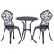 Outsunny 3pcs Patio Bistro Set with Umbrella Hole, Antique Style Garden Coffee Set, Outdoor Bistro Dining Set - Black