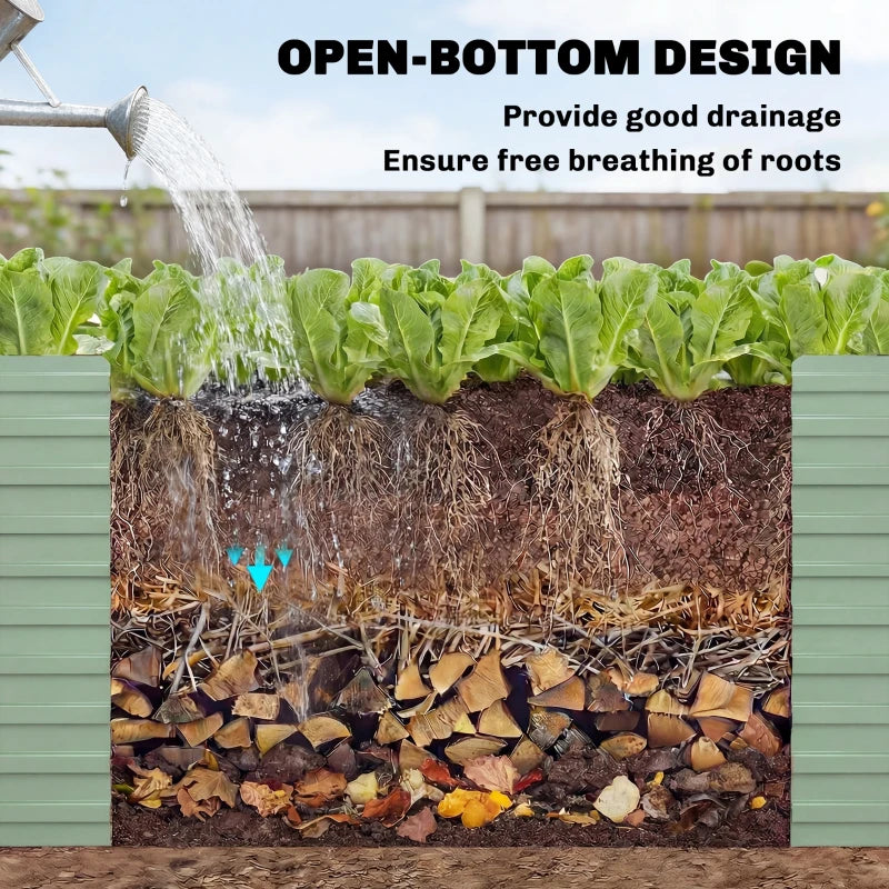 5' x 3' x 2' Raised Garden Bed, Galvanized Planter Box for Growing Flowers, Herbs and Vegetables, Light Green