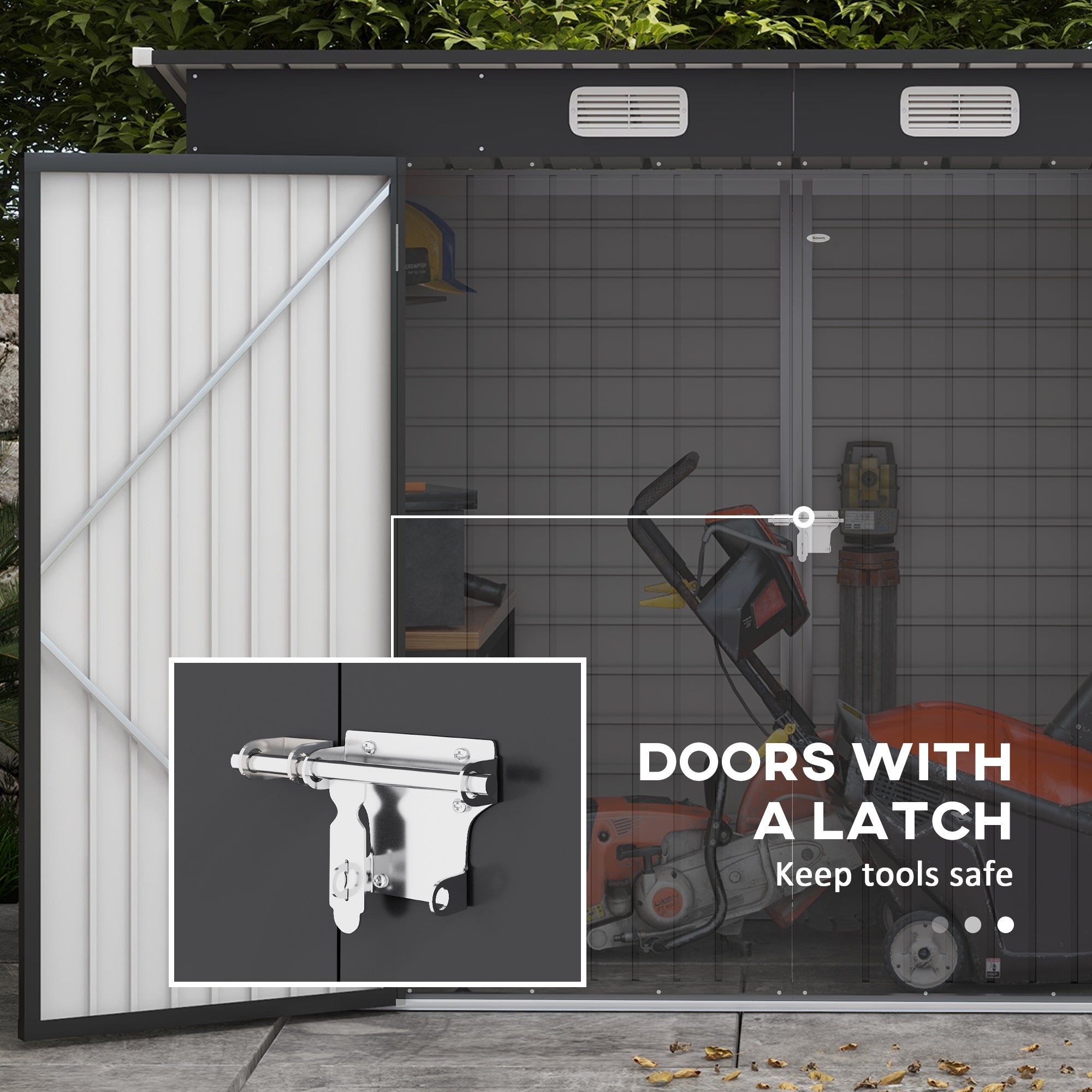 Outsunny 8 x 4FT Galvanized Garden Storage Shed, Metal Outdoor Shed with Double Doors and 2 Vents, Grey 