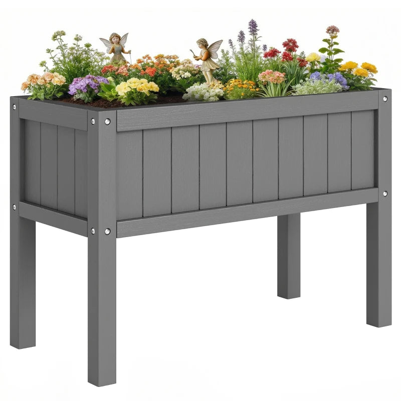 Raised Garden Bed with Legs, HDPE Raised Planter with Drainage Holes and Liner for Vegetables Flowers Herbs