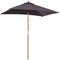Outsunny Market Umbrella: 6.6x5ft Square Wooden Tilt 6 Bamboo Ribs Dark Grey