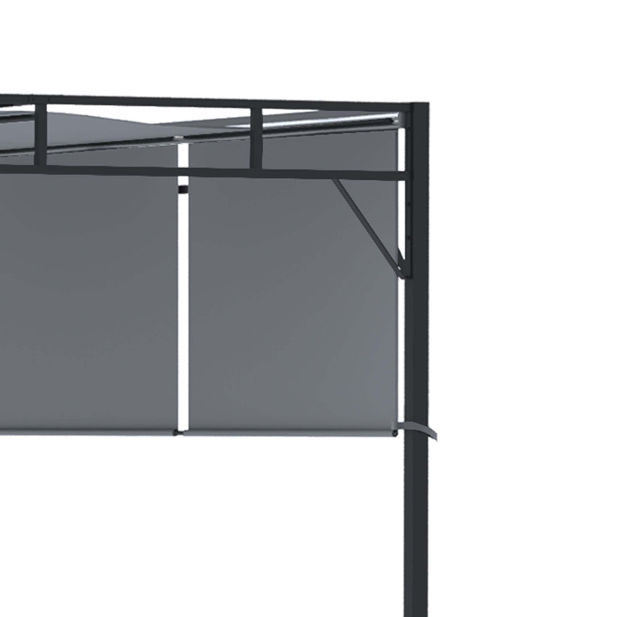 Outsunny Pergola Retractable Gazebo 10'x10' Shade Deck Shelter Steel Frame Polyester Canopy Dark Grey 