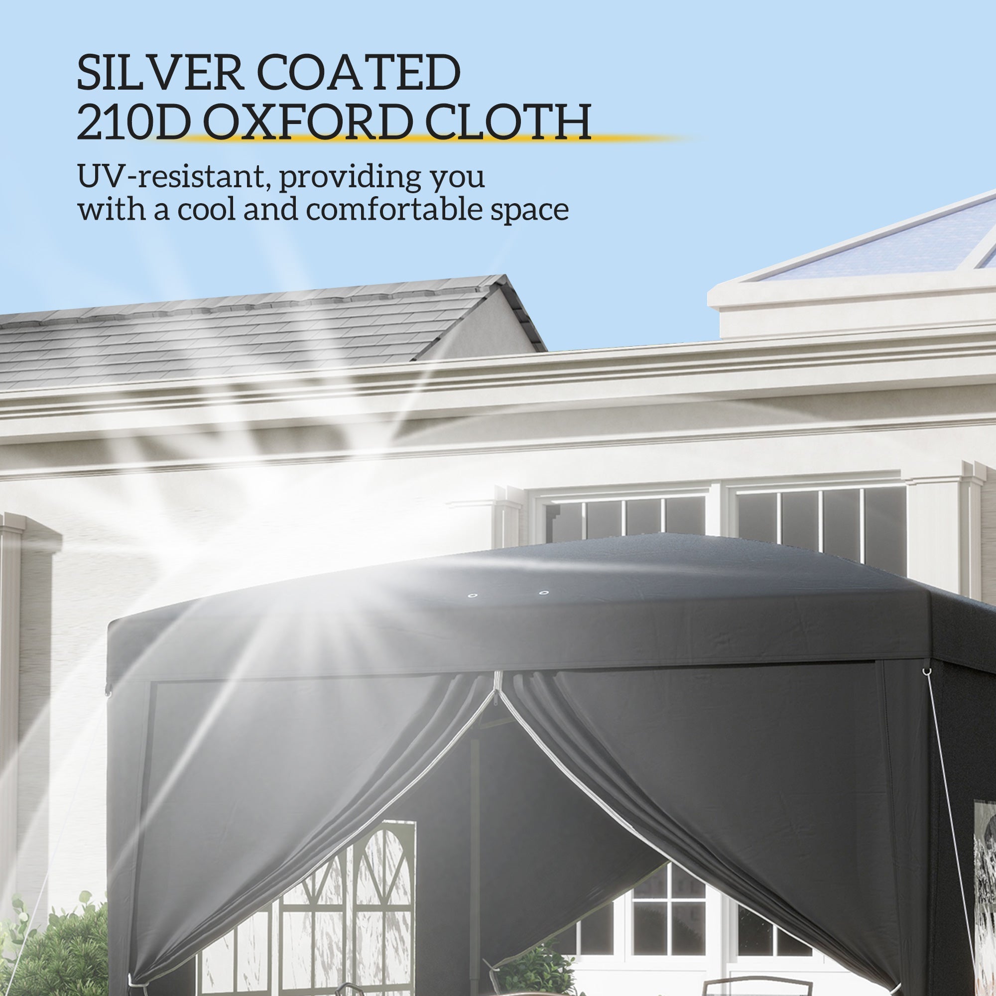 Outsunny 10'x10' Pop Up Party Tent Outdoor Wedding Gazebo Canopy Carrying Bag Black 