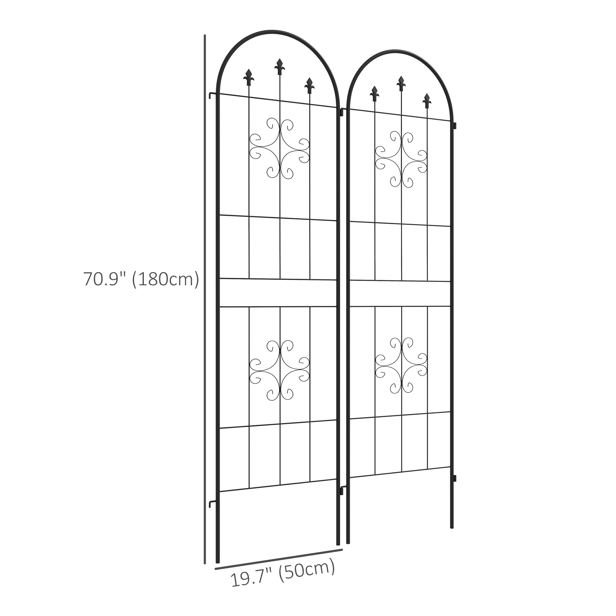 Outsunny Metal Trellis Set of 6 Garden Climbing Plant Support Frames Arrow Design 