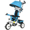 Qaba 6-in-1 Kids Tricycle Stroller with aHarness, Canopy, Basket for Ages 1-5, Blue - Perfect Outdoor Toy