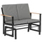 Outdoor Glider Bench for 2 Person, Patio Glider Loveseat with Thick Cushions for Garden Balcony Porch, Dark Grey