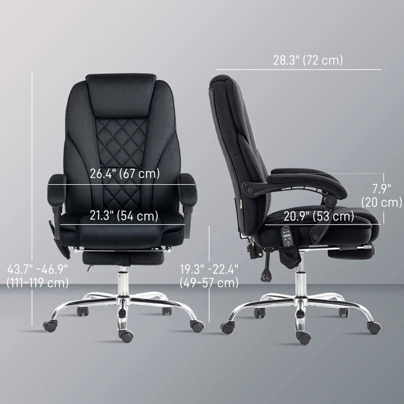 Massage Office Chair, Reclining Computer Chair with Adjustable Height and Footrest, Black
