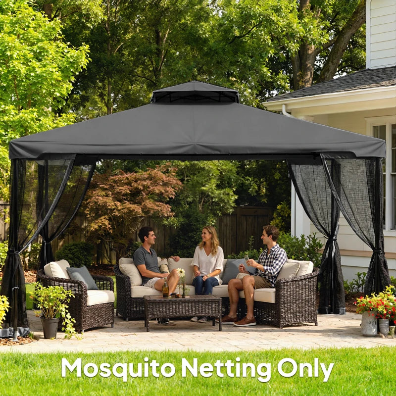 Replacement Mosquito Netting for Gazebo 12' x 12' Black Screen Walls for Canopy with Zippers, Black