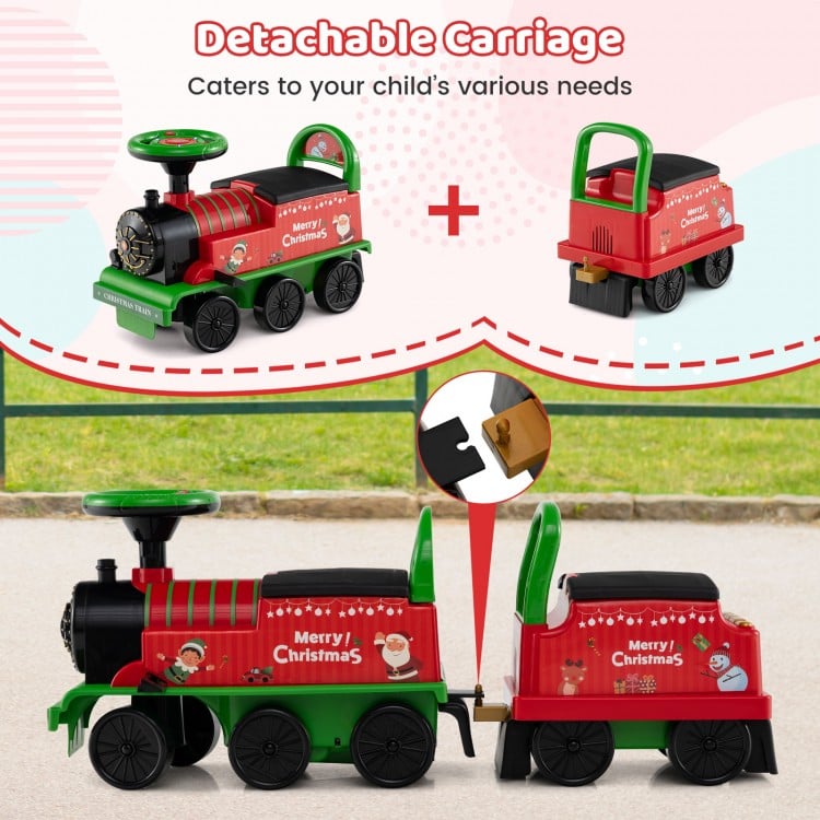 6V Ride on Train 2-Seater with Carriage and Flashing LED Lights-Green