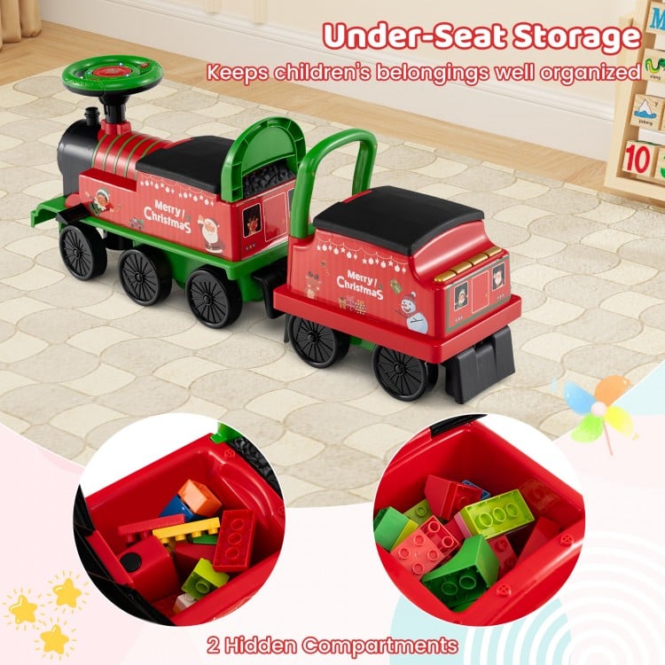 6V Toddler Ride On Train Combo: Track Ride & 2-Seater Carriage Set