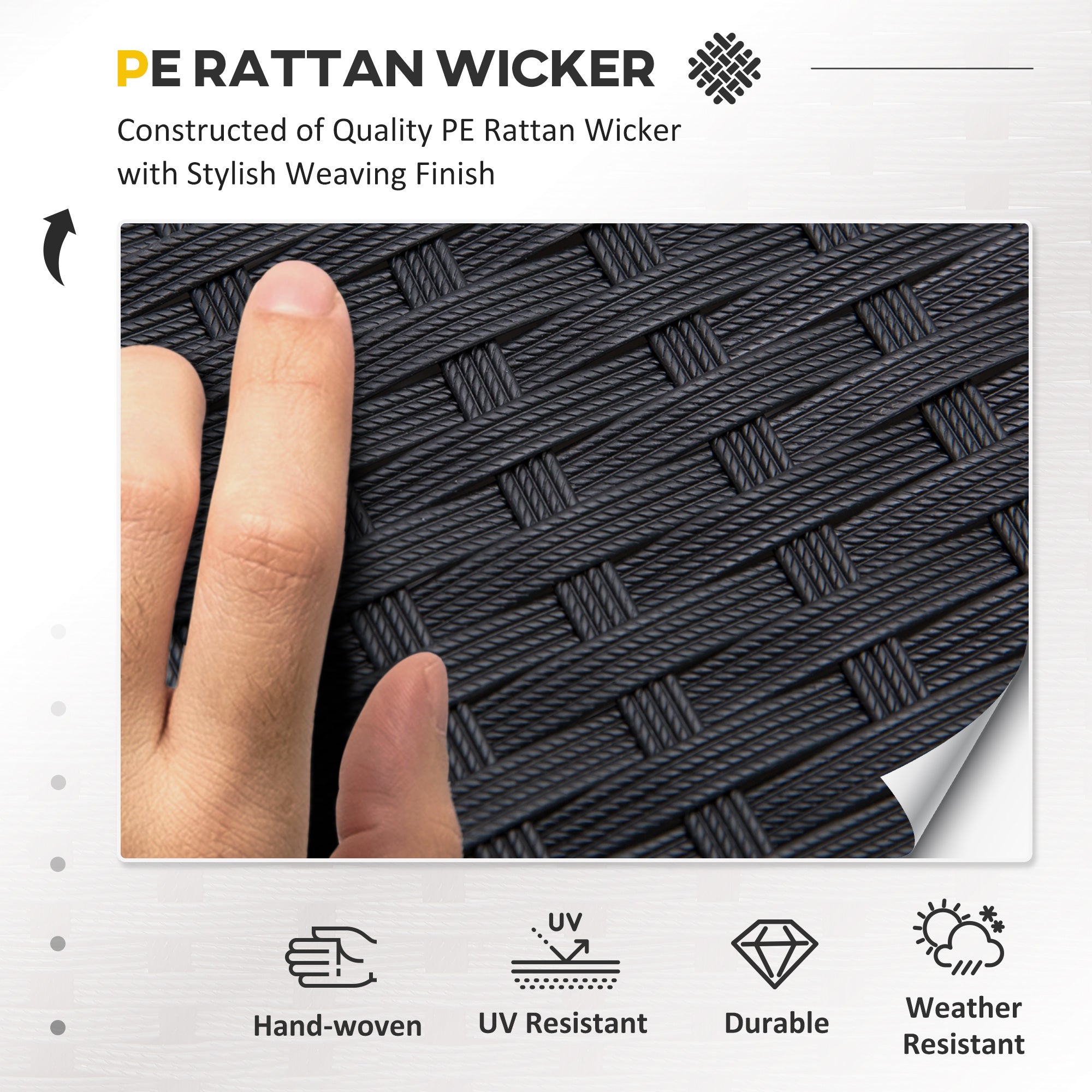 Outsunny 4PC Sky Blue Patio Wicker Sofa Set Outdoor PE Rattan Conversation Furniture with Tempered Glass Table-top 