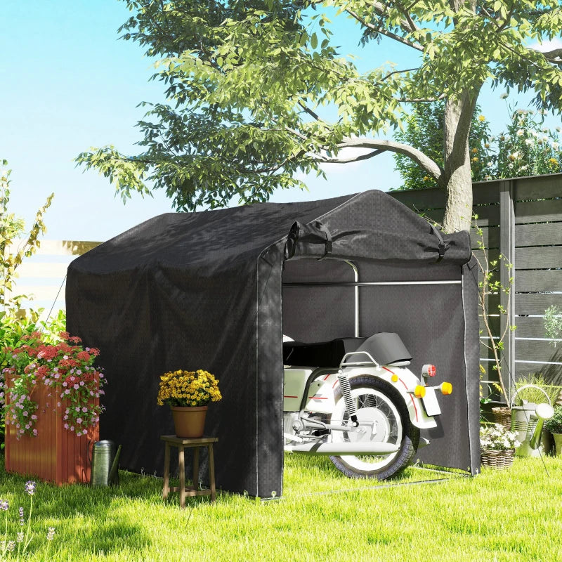 Outdoor Storage Shed, UV Resistant Bike Tent with Roll-up Zipper Door, Portable Shed for Bike, Motorcycle, Black