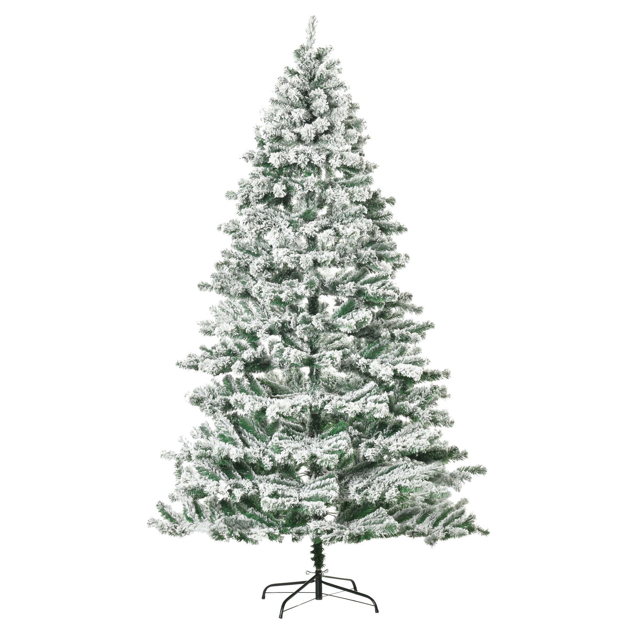 HOMCOM 7.5ft Snow Flocked Artificial Christmas Tree, Green Xmas Tree with Foldable Feet for Holiday Indoor Decoration 