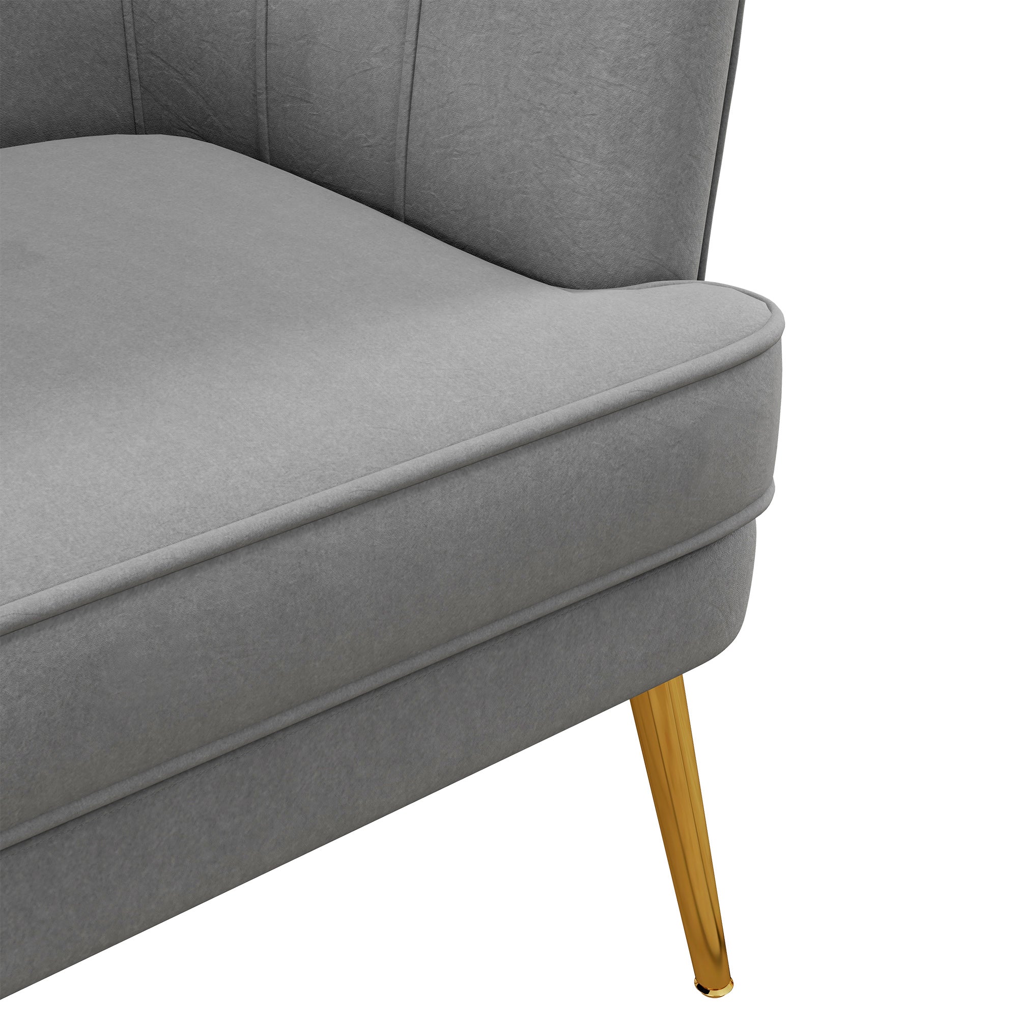 HOMCOM Elegant Living Accent: Fabric Armchair with Gold Metal Legs for Home Office, Bedroom, Grey Finish 