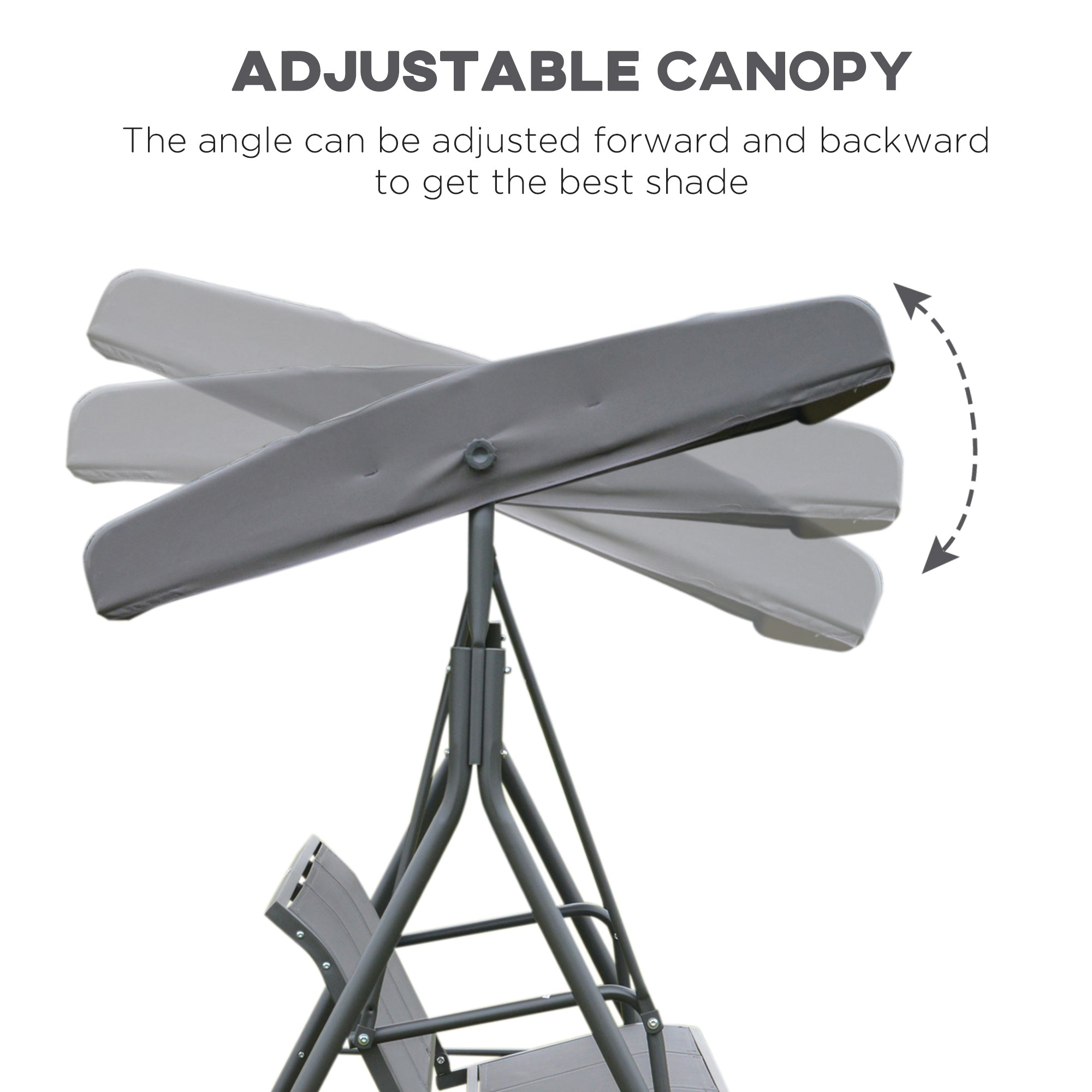Outsunny 3-Seater Porch Swing Chair Garden Hammock A-Frame Outdoor Sling Seat with Adjustable Canopy Cover 