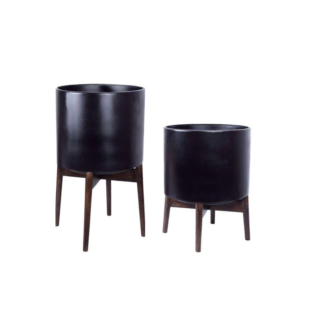 Ceza - Brass Modern Plant Stand With Black Planter 