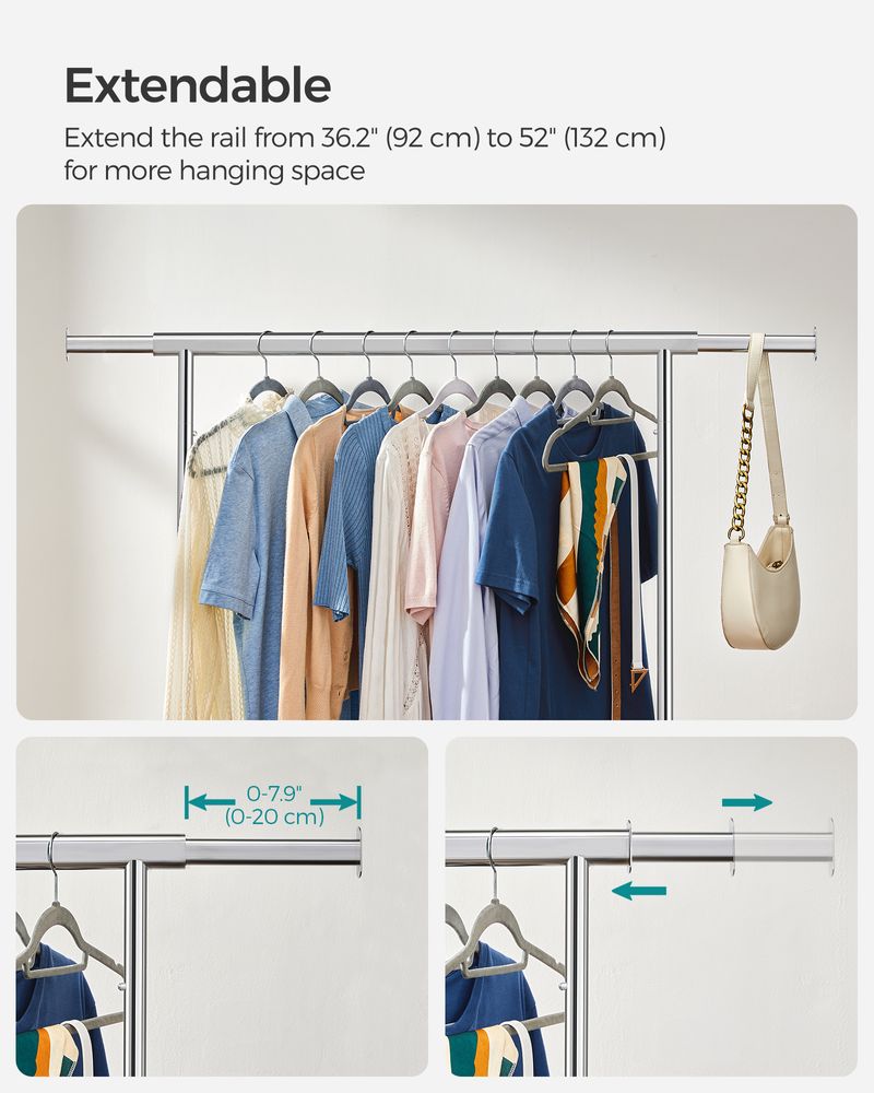 SONGMICS Clothes Rack with Extendable Hanging Rail 