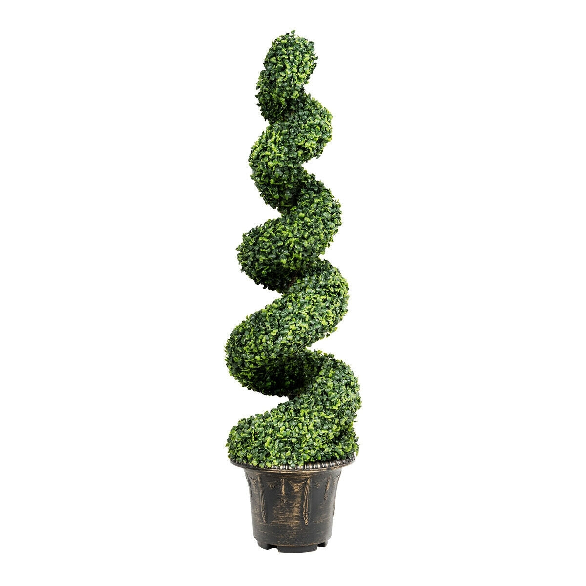 4 Feet Artificial Boxwood Spiral Green Leaves Tree