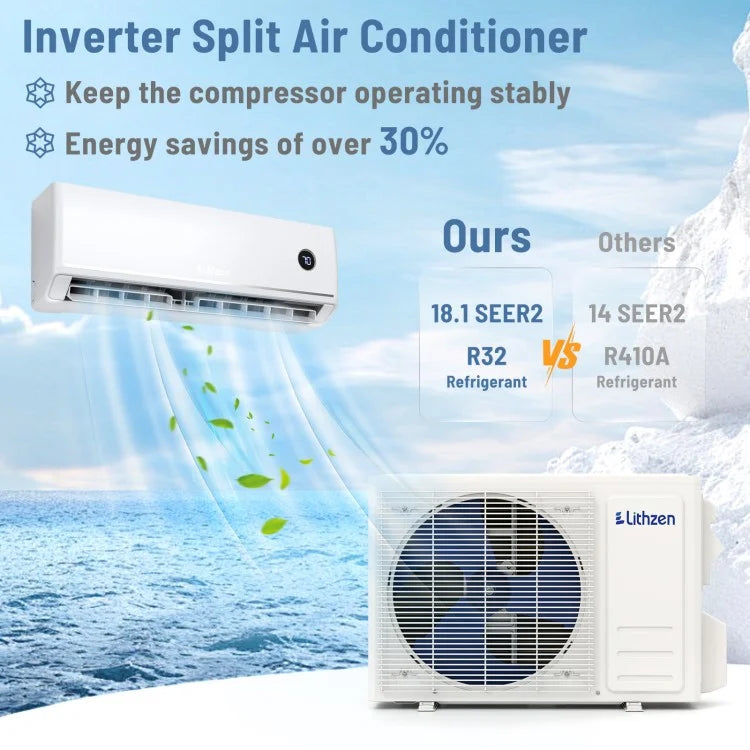 12000 BTU 18.1 SEER2 208/230V Mini Split Air Conditioner Works with Alexa