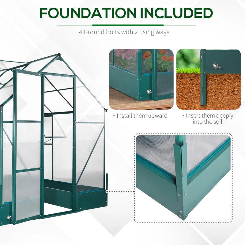 Outsunny 8.2' x 6.2' Greenhouse Aluminum Frame with Temperature Controlled Window 