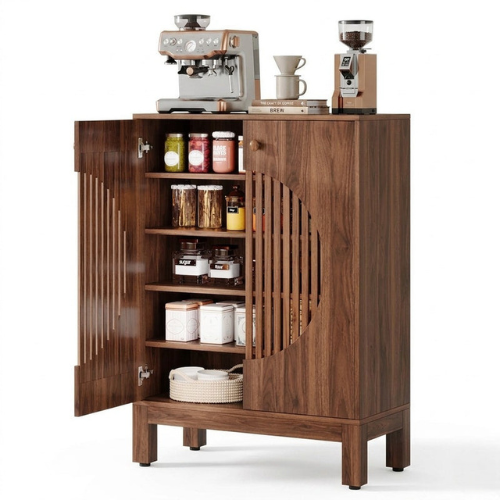 Farmhouse Wooden Sideboard Cabinet, Buffet Storage Unit with Flexible Shelving