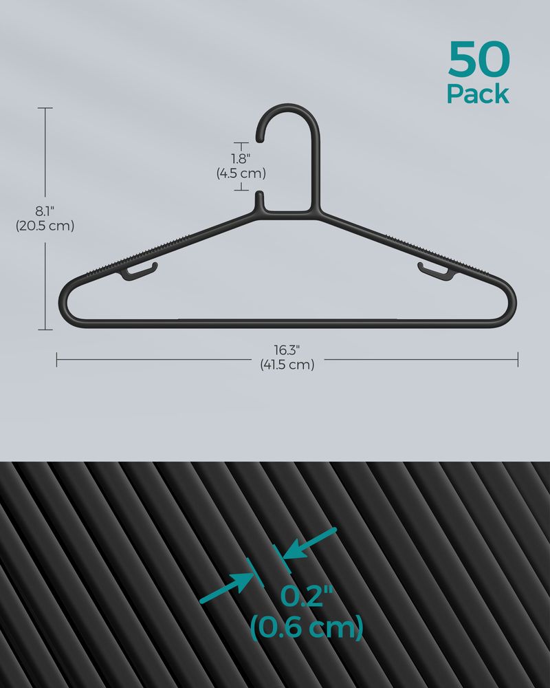 SONGMICS 50-Pack Plastic Clothes Hangers 