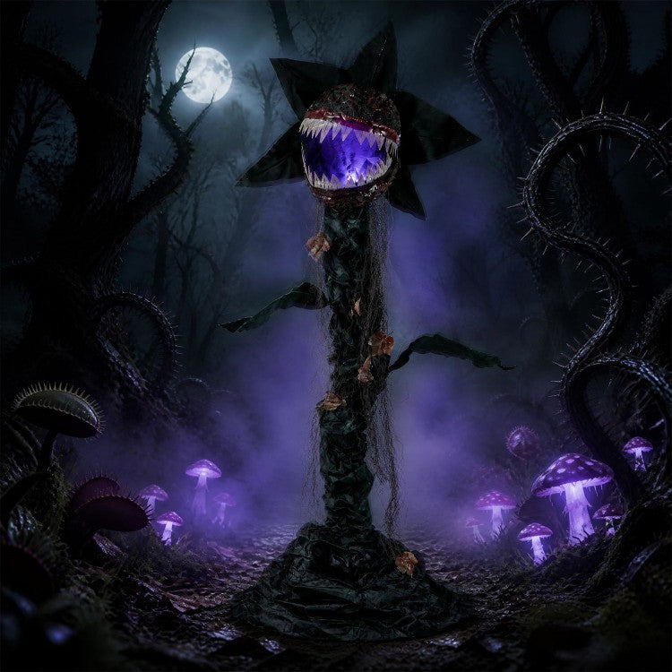 6.2 ft Animated Halloween Man-Eating Plant with Color-Changing LED Mouth