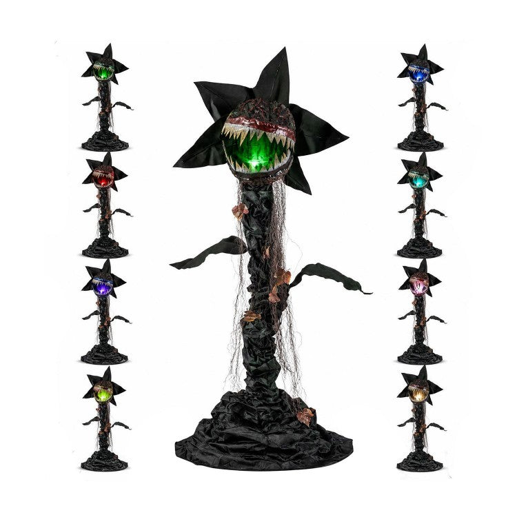 6.2 ft Animated Halloween Man-Eating Plant with Color-Changing LED Mouth