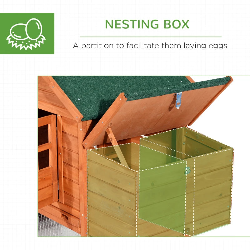 PawHut 123" Dual Chicken Coop Wooden Large Chicken House Rabbit Hutch Hen Poultry Cage Backyard with Outdoor Ramps and Nesting Boxes