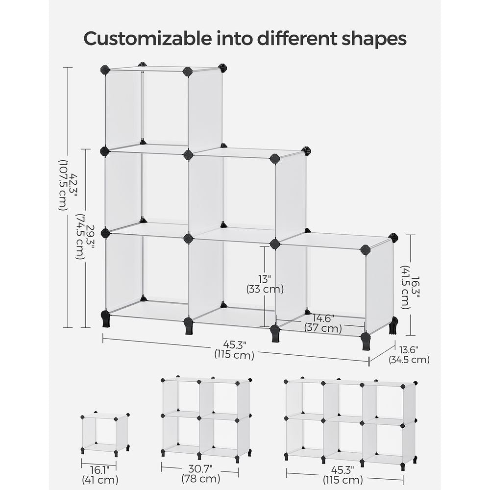 SONGMICS 6 Cube Storage Organizer with Feet and Rubber Mallet , White 