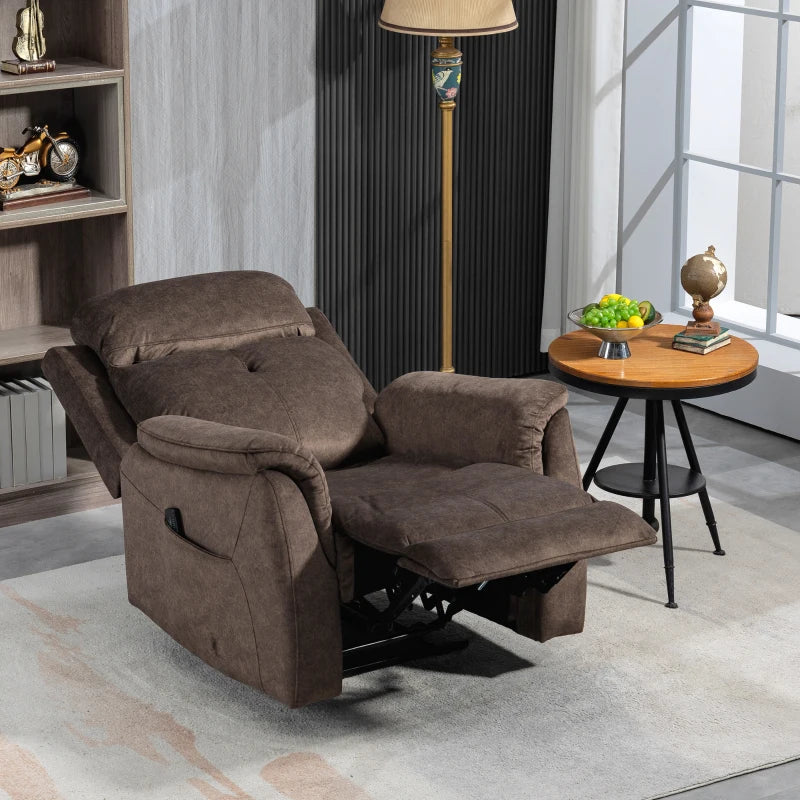 HOMCOM Manual Recliner Chair with Vibration Massage, Reclining Chair for Living Room with Side Pockets, Brown