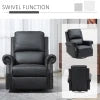 HOMCOM Manual Recliner Chair 360° Swivel Rocking Armchair Sofa with PU Leather Padded Cushion and Backrest for Living Room Black 