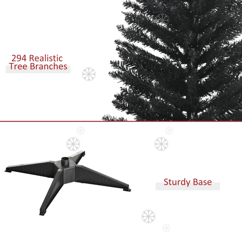 HOMCOM 5FT Artificial Christmas Tree, Pencil Christmas Tree with Realistic Branches, Stable Stand, Black 
