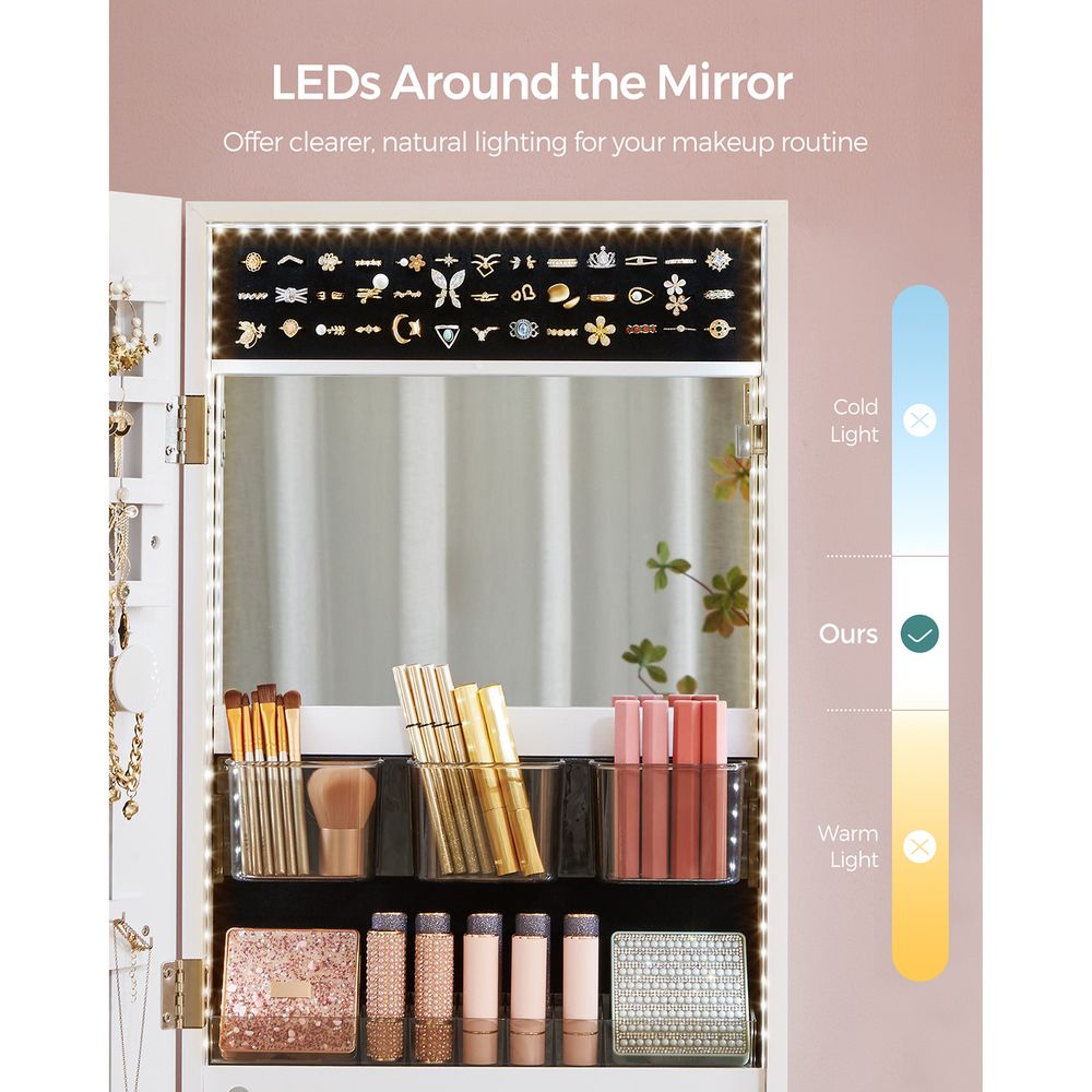 SONGMICS Jewelry Armoire Organizer with LED Lights 