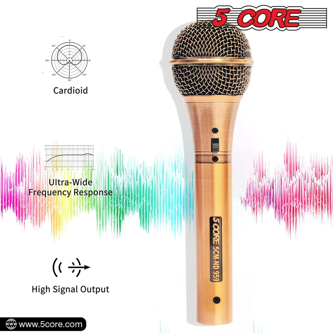 5Core XLR Microphone Dynamic Mic Karaoke Singing Studio Microfono Handheld Mics ND-959 Elantra