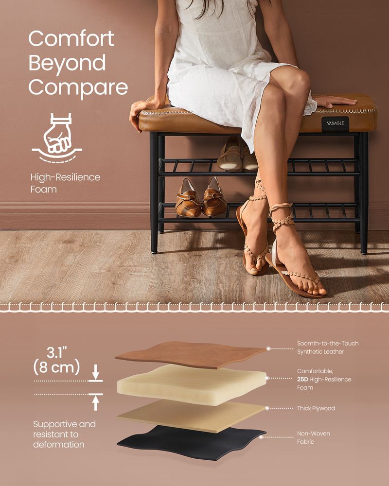 VASAGLE EKHO Collection - Shoe Bench with Metal Shelves 