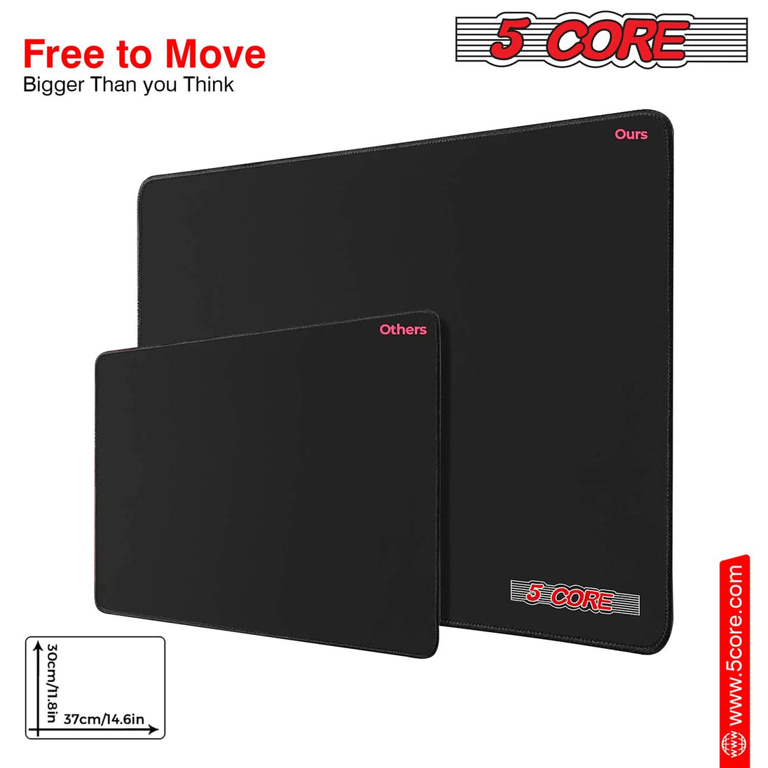 5Core Gaming Mouse Pad 3x3 Desk Mouse Mat w Rubber Base Mousepad Pair