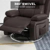 HOMCOM PU Leather Reclining Chair with Vibration Massage Recliner, Swivel Base, Rocking Function, Remote Control, Brown