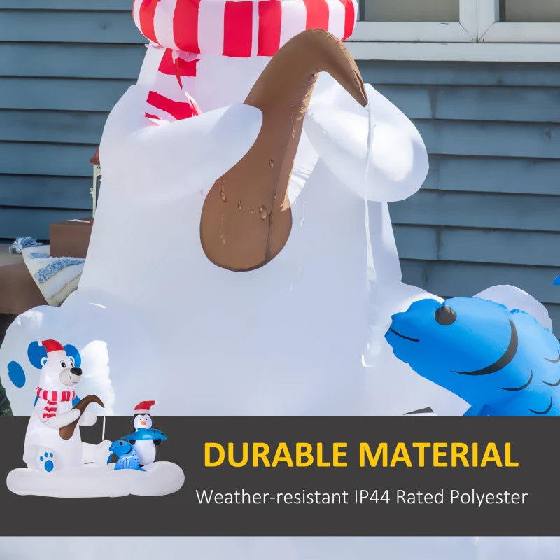 Outsunny 6ft Inflatable Christmas Polar Bear & Penguin with Santa Hat – Outdoor LED Yard Display, Blow-Up Holiday Decoration 