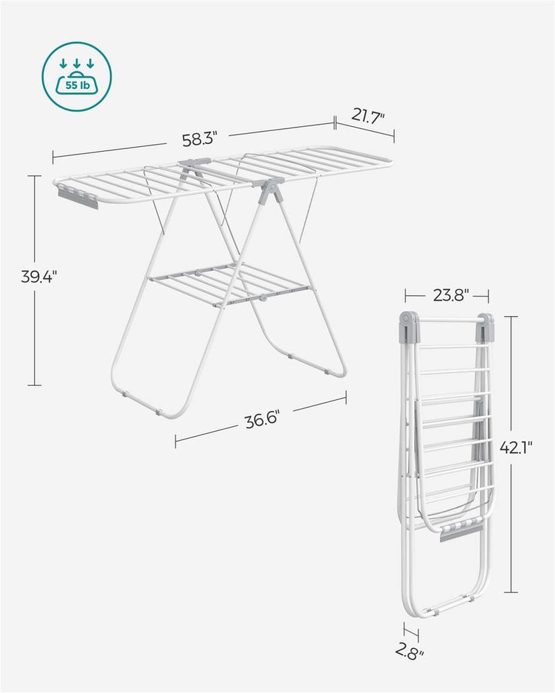 SONGMICS Clothes Drying Rack with Sock Clips 