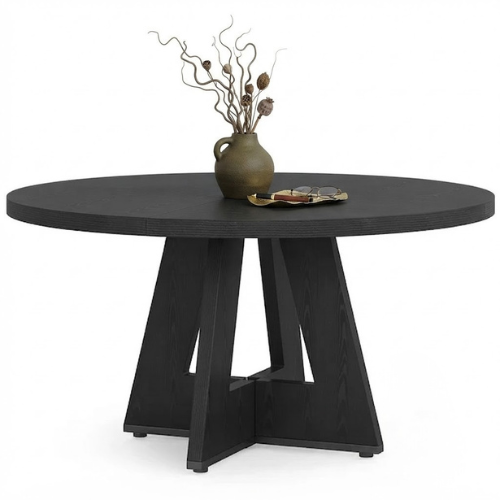 47.24" Round Farmhouse Dining Table, Rustic Brown Kitchen Table for 4 People, Versatile Wood Dining Table
