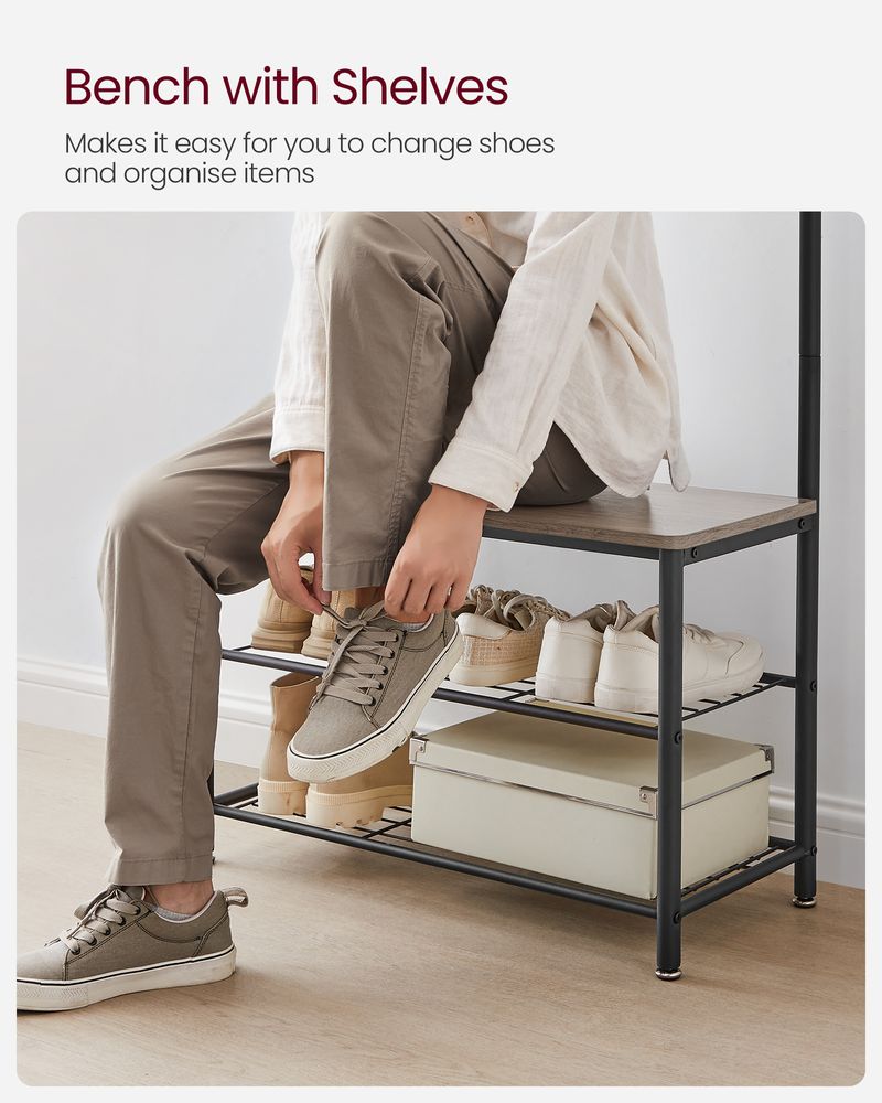VASAGLE Coat Rack with Shoe Storage Bench 